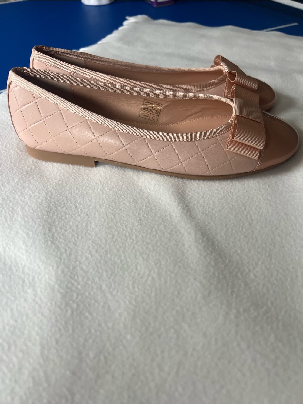 Quilted Bow Ballet Flats in Blush for Girls